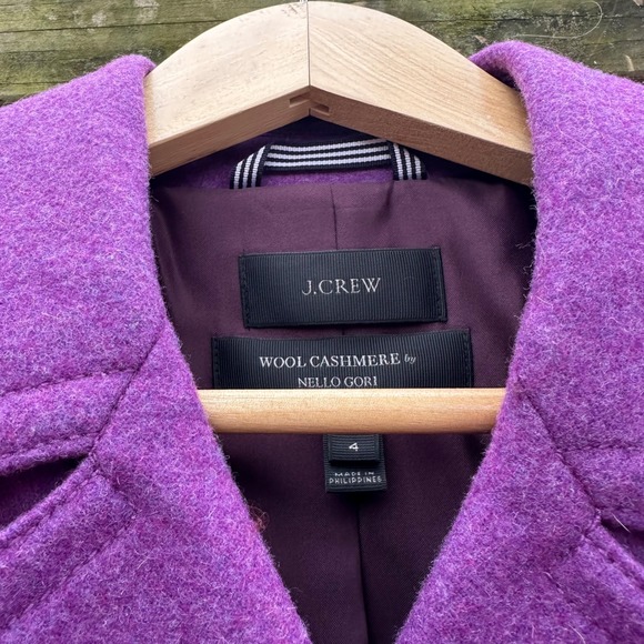 NWOT J Crew Wool Cashmere Double Breasted Majesty Peacoat Nello Gori Purple Sz 4 - Picture 3 of 10